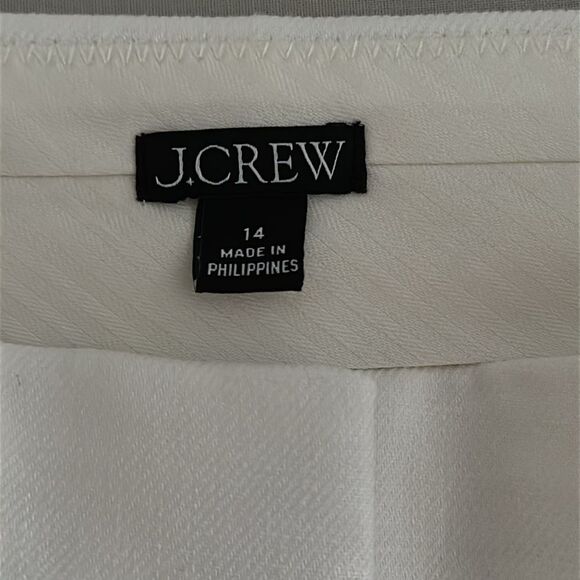 J. Crew Women’s Willa full-length flare Pant Stretch Linen Blend  White Size 14 - Picture 5 of 16